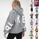 Womens Baggy Hoodies Hooded Sweatshirt Pullover Plus Size Letters Holiday School