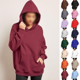 Ladies Hoodies Solid Color Hooded Sweatshirt Women Long Sleeve Fall Loose Fit