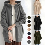 Ladies Casual Long Sleeve Zip Up Hoodie Tops Baggy Womens Hooded Sweatshirt Coat