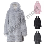 Ladies Faux Fur Fleece Hoodie Shaggy Teddy Fleece Oversized Hooded Hoodies Top
