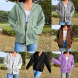 Sports Women Hoodie Sweatshirt Breathable Zip Up Jacket Casual Comfortable Coat