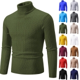 Mens Knitted Turtle Neck Jumper Blouse Long Sleeve Polo Pullover Sweater Tops UK