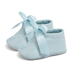 Baby Soft Sole Girls Boys Ribbon Tie Pram Shoes, Blue, White, Pink, Cream *SALE*