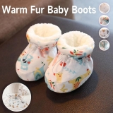 Warm Fur Baby Boots, Newborn Shoes Winter Drawstring Anti-Slip Soft Sole Booties