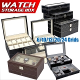 6/10/12/20/24 Grids Watch Jewelry Storage Holder Box Wrist Watches Display Case