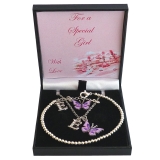 Stunning Butterfly Jewellery Set, Necklace, Bracelet, Gift for a Girl, Letter