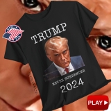 Trump Never Surrender MugShot T-Shirt 2024 Black Trump 2024 T-Shirt Trump Shirt