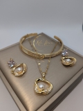 Women Jewellery Set Pearl Zircon Necklace Earrings Bracelet Girls Christmas Gift