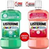 Listerine Smart Rinse Kids Mouthwash 6+,500ml Antibacterial & Fluoride Protect..
