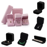 BLACK/PINK VELVET JEWELLERY BOX RING NECKLACE EARRINGS BRACELET GIFT BOX Hot