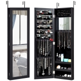 2-IN-1 Jewelry Cabinet Wall & Door Mounted Jewelry Armoire Full-Length Mirror