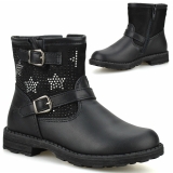 Girls Kids Childrens Zip Up School Winter Casual Ankle Biker Boots Shoes Size