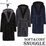 MENS DRESSING GOWN SOFT & COZY HOODED FLEECE BATHROBE ROBE SIZES M – 5XL **NEW*