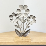 Flower Ornament Living Room Home Decor Accessories Metal Statue Silver Sculpture