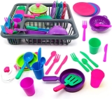 Dish Washing Toy Kids Drainer Kitchen Roleplay Set Pots Pans Wash Accessories