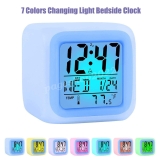 Small Digital Alarm Clock 7 Colorful Bedroom Light Bedside Night Clock for Kids