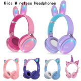 Kids Children Headphones Wireless Bluetooth Headset LED Lights Over Ear Earphone