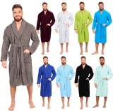 Mens 100% Cotton Bathrobe Terry Towelling  Shawl Collar Bath Robe Dressing Gown