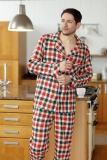 Checked Men’s Pyjama Red Blue PJ Set Brushed Warm Thermal Pajama 2 Piece