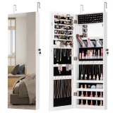 110cm Jewelry Mirror Cabinet Wall/Door Mounted Jewelry Organizer White