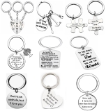 Dad Mom Daughter Lover friend Key Chain Stainless Steel Keyring Keyfob Xmas Gift