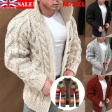 Men’s Chunky Cable Knit Sweater Warm Cardigan Jacket Jumper Knit Jacket M~3XL