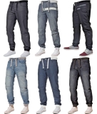 Enzo Mens Cuffed Jogger Jeans Elasticated Waist Designer Denim Pants All Sizes