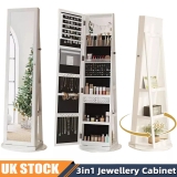 360° Rotating Jewelry Armoire Full Length Mirrored Free standing Makeup Cabinet