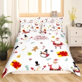 Bedding Set Queen Size for Boys Girls Kids Happy New Year Duvet Cover Christmas