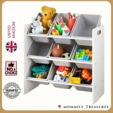 Children’s Toy Storage Unit with 9 Removable Plastic Bins Kids Shelves Organiser
