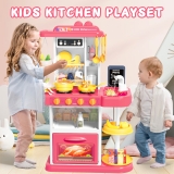 Kitchen Playset Toy w/ Realistic Lights & Sounds Kids Pretend Role Play Set Gift