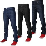 Ex-M&S Mens Relaxed Fit Straight Leg Stretch Denim Slim Fit Basic Pants Trousers