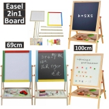 Kids Wooden Easel Whiteboard Blackboard Children Drawing Chalk Art Board 2 in 1