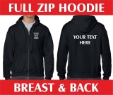 Full Zipped Zipper Hoodie Hoody Custom Printed Workwear Team Club Personalised