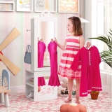 3-in-1 Jewelry Storage Organizer with Full Length Dress-up Mirror & Coat Rack