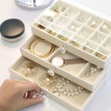 3 Tier Jewellery Storage Box Organiser Travel Box Earring Necklace Drawer UK