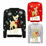New Boy Girls Kids Deer Bambi Christmas Novelty Xmas Party Jumper Sweater Top
