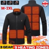 Men Electric Heated Coat USB Warm Up Heating Winter Body Warmer Fleece Jacket UK