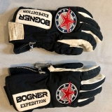 Bogner Expedition Black/White leather & fabric Snow/Ski Gloves  in size 4 kids