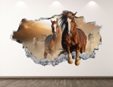 Horses Wall Decal – Farm Animal 3D Smashed Wall Art Sticker Kids Room Decor