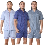 Mens Pyjama Sets Short Printed Classic Short Sleeve Buttons Nightwear Soft PJ’s