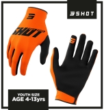 NEW SHOT RAW BURST KIDS YOUTH MOTOCROSS MX QUAD BIKE GLOVES KTM ORANGE