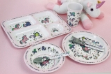 Kids Girls Unicorn Cutlery Dinner Set Mealtime Plastic Bowl Cup Plate Lunch Bag