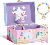 Unicorn Jewellery Box for Girls with Mirror, Musical Kids Jewllery Box, Spinning