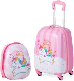 2PCS Kids Luggage Set, Hard Shell Children Trolley Case with 4 Universal Wheels,