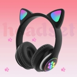 Kids Children Headphones Wireless Bluetooth Headset Cat Ear Earphone LED Lights