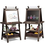 Kids Art Easel 3 in 1 Double-Sided Storage Easel Toddlers Wooden Standing Easel