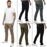 Enzo Mens Cargo Trousers Combat Jeans Cotton Stretch Slim Fit Chino Work Pants