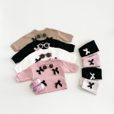 0-3Y 2Pcs Baby Girls Long Sleeve Bow Sweatshirt+Pants Set Kids Clothes Outfits