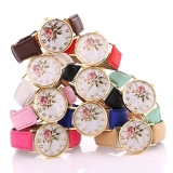 Ladies, girls Rose dial Quartz watch. various colours . Faux leather strap .